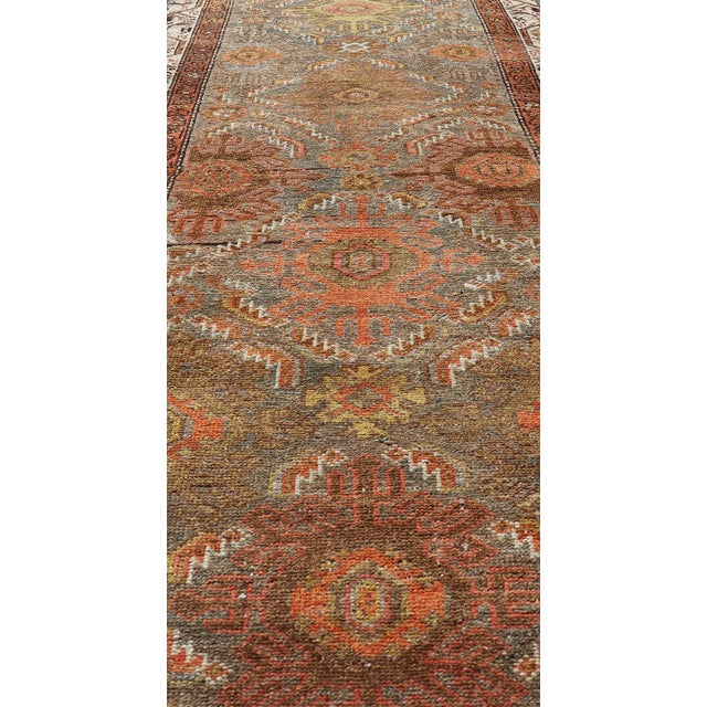 Antique Persian Hamadan Long Runner in Brown, Gray and Earth Tones 2'6 X 16'3 For Sale In Atlanta - Image 6 of 14