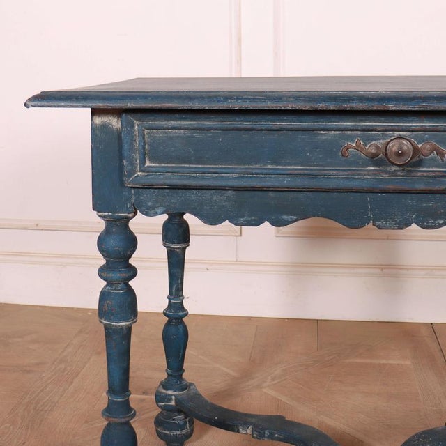 18th C English painted 1 drawer oak lamp table. 1780 Dimensions:W: 94cm (37")H: 75cm (29.5")D: 58cm (22.8") This piece is...