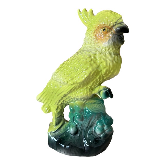 Vintage Coastal Tropical Cockatoo California Pottery Figurine For Sale