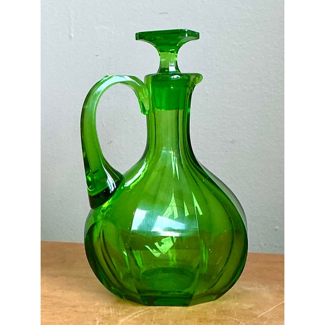 Green Vintage Green Glass Decanter For Sale - Image 8 of 12