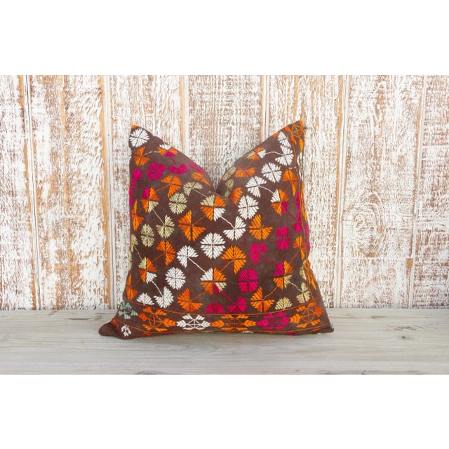Indian Reva Antique Indian Folk Pillow For Sale - Image 3 of 9
