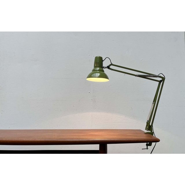 Mid-Century Modern Swedish Olive Green Desk Table Lamp from Ledu, 1960s For Sale - Image 5 of 18