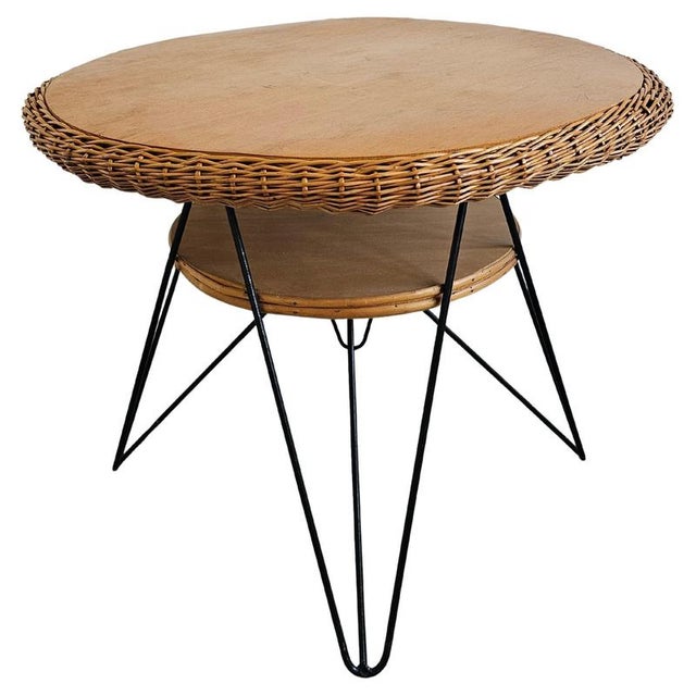 Mid-Century Modern Patio Wicker Table, Italy, 1950s For Sale - Image 9 of 9