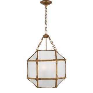 Suzanne Kasler for Visual Comfort Signature Morris Small Lantern in Gilded Iron with Frosted Glass For Sale