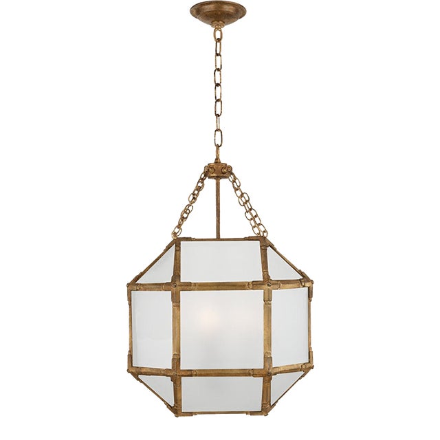 Suzanne Kasler for Visual Comfort Signature Morris Small Lantern in Gilded Iron with Frosted Glass For Sale
