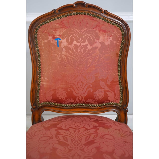 Vintage Leather Top Louis XV Style Carved Table W. 4 Chairs For Sale - Image 13 of 18