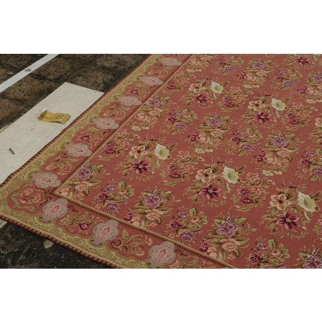 1980s Vintage Needlepoint Rug in Red With Floral Patterns - by Rug & Kilim For Sale In New York - Image 6 of 8