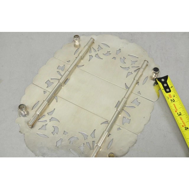 Vintage LBS Co Victorian Silver Plated Expanding 3 Section Pot Trivet For Sale - Image 12 of 14
