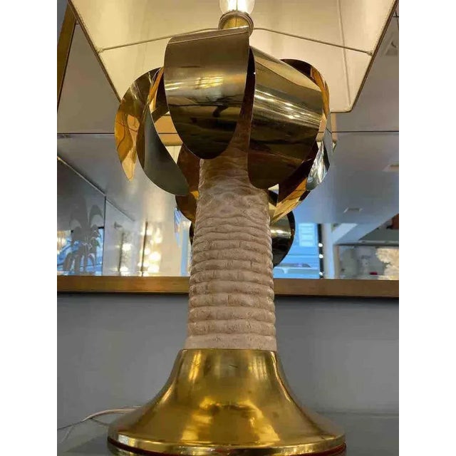 Metal Palm Three Shaped Gold and White Table Lamp by Spark, 1970s For Sale - Image 7 of 10