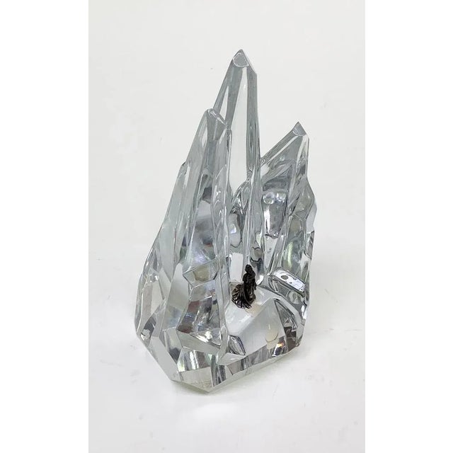 Contemporary 1950s Servres France Cristal Glass Rock Formation With Figure, Signed For Sale - Image 3 of 8