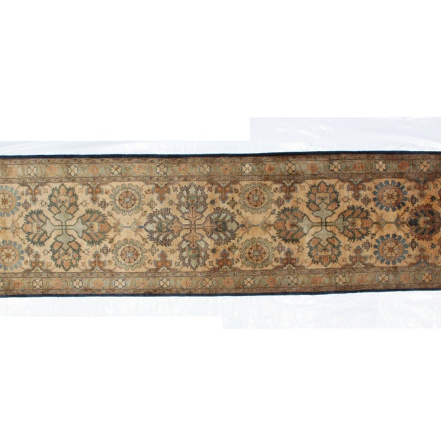 This master piece is a wool pile genuine hand woven very fine Persian Bijar runner in mint condition.