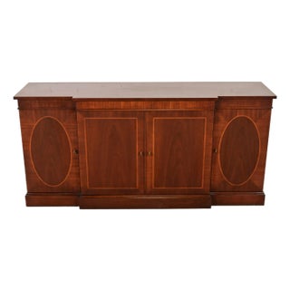 Late 20th Century Baker Furniture Historic Charleston Georgian Inlaid Mahogany Breakfront Sideboard or Bar Cabinet For Sale