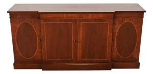 Late 20th Century Baker Furniture Historic Charleston Georgian Inlaid Mahogany Breakfront Sideboard or Bar Cabinet