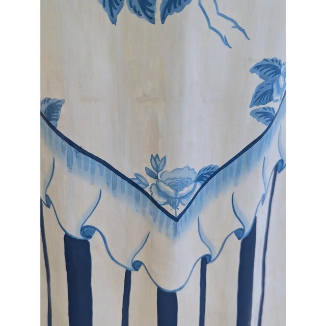 Vintage Trompe Loeil Hand Painted Skirted Side Table For Sale - Image 11 of 17