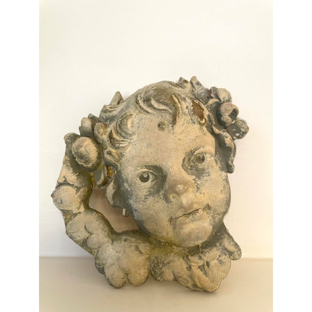 Antique Renaissance Plaster Cherub Medallions, a Pair For Sale - Image 4 of 12
