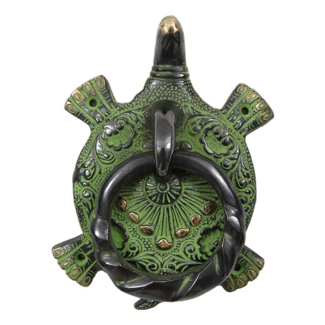 Green Brass Turtle Door Knocker For Sale