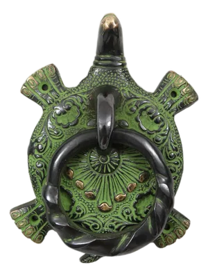 Green Brass Turtle Door Knocker