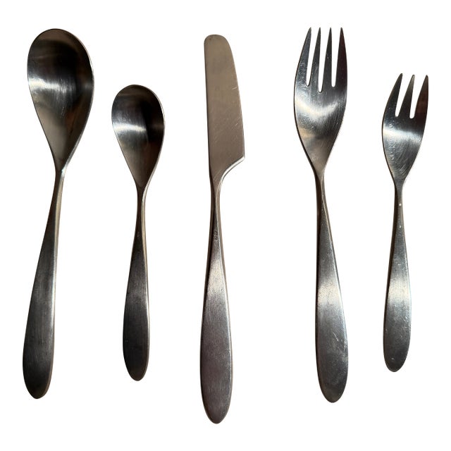 1960s Danish Style Flatware Set Copen by Supreme Japan Service for 14 Plus For Sale