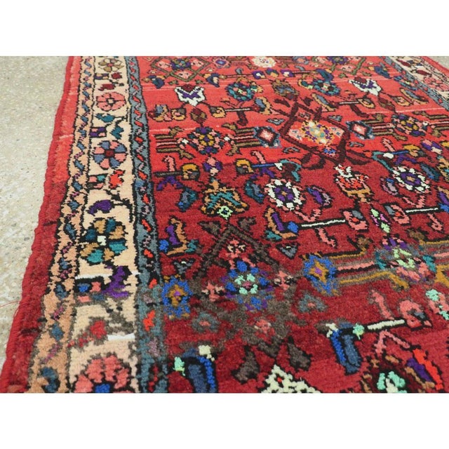 Mid 20th Century Galerie Shabab Collection Mid-20th Century Handmade Persian Hamadan Runner Rug in Bright Vivid Colors For Sale - Image 5 of 10