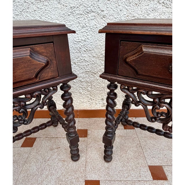 Pair of Portuguese Barley Twist Nightstands, 1940s For Sale - Image 11 of 15