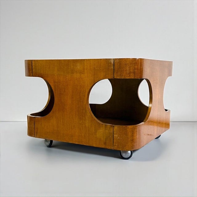 Vintage Space Age Sculptural Coffee Table in Curved Wood, Italy, 1970s For Sale - Image 6 of 18