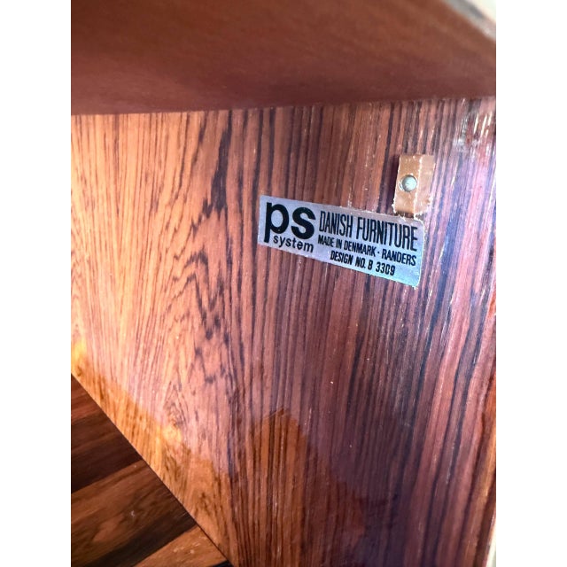 Wood Vintage Danish Rosewood Cabinet by Ps System - Mid Century Modern Drop-Front Storage Bar 1960s For Sale - Image 7 of 9