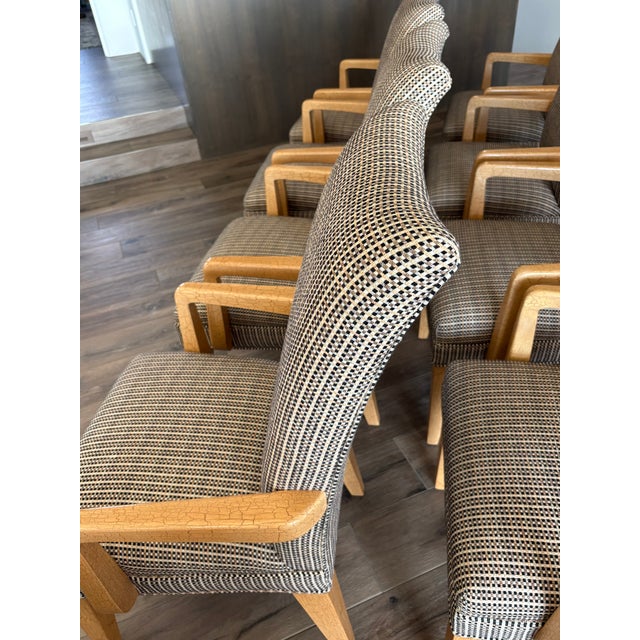 Set of 8 Attributed to Sally Sirkin Lewis for J. Robert Scott Art Deco Revival Dining Chairs — Crackle Lacquer Frames, Vintage Designer Set For Sale - Image 11 of 15