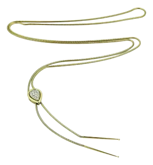 14k Yellow Gold Diamond Pear Shape Slider Pendant Snake Necklace
