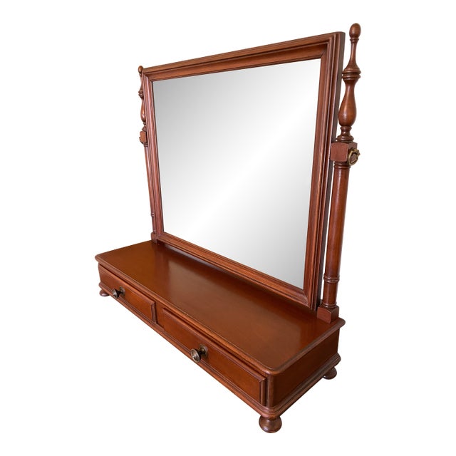 Vintage Cherry Wood Mens Valet Mirror For Sale