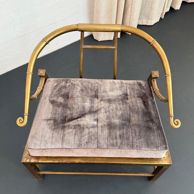 Brass 1970s Brass "Empress" Hollywood Regency Chair by Warren Lloyd for Mastercraft For Sale - Image 8 of 9
