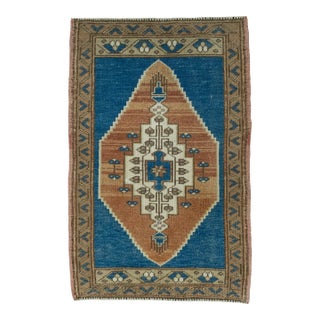Turkish Mini Rug Oriental Hand Knotted Vintage Rug 1'10" x 2'10" #16205 For Sale