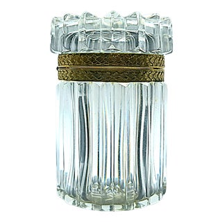 Baccarat Style Jewelry Box in Crystal and Gold Metal, 1970s For Sale