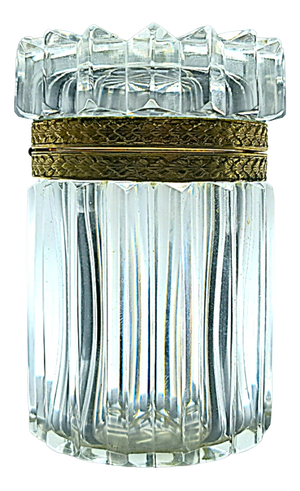 Baccarat Style Jewelry Box in Crystal and Gold Metal, 1970s