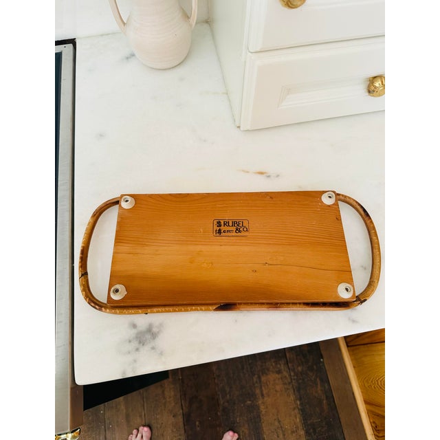 Wood Vintage Rattan Cutting Board For Sale - Image 7 of 10