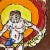 Hand-painted plate picturing the iron tongued man, an attraction at traveling circus shows. An animated depiction after...