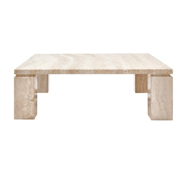 Contemporary Modernist Travertine Vintage Coffee Table For Sale - Image 3 of 9