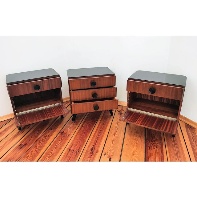 Czechoslovakian Nightstands by J. Halabala for UP Závody, 1950s, Set of 3 For Sale - Image 14 of 17