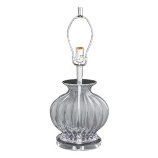 Italian Style Ribbed Bulbous Form Glass Table Lamp For Sale