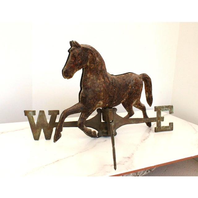 Early 19th C. French Equestrian/Horse Cast Iron Weather Vane Directional Fragments For Sale - Image 4 of 5