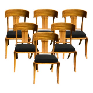 Teak Klismos Patio Dining Chairs. - Set of 6 For Sale