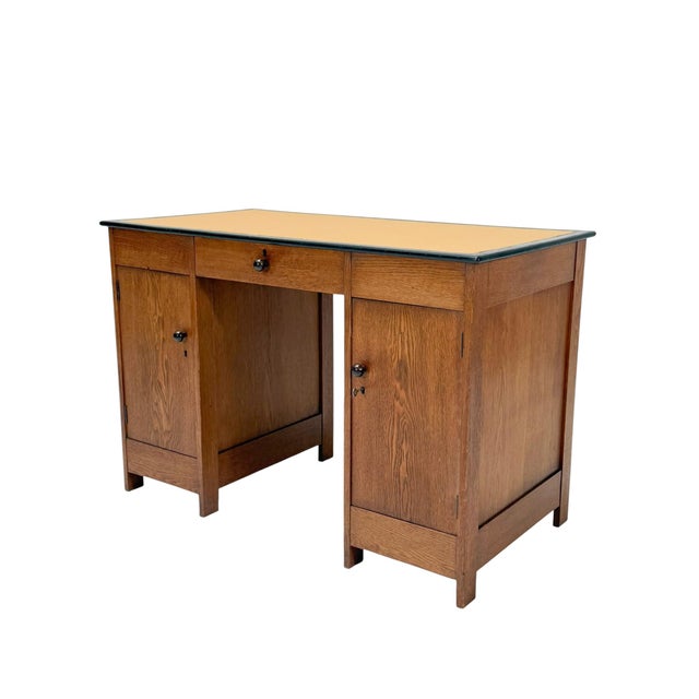 Brown Art Deco Modernist Desk by J.A. Muntendam for L.O.V. Oosterbeek, 1920s For Sale - Image 8 of 17