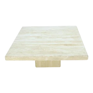 Mid-Century Modern Square Travertine Coffee Table