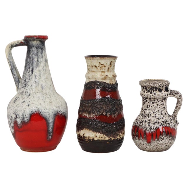 West German Fat Lava Pottery Vases from Bay Keramik, 1960s, Set of 3 For Sale - Image 13 of 14