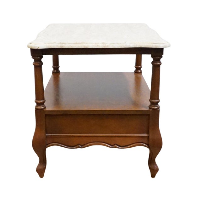 Hammary Furniture Solid Cherry Country French 20" Accent End Table W. White Granite Top For Sale - Image 11 of 12