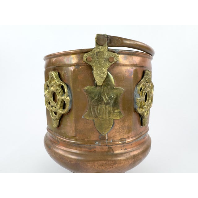 Copper Antique French-Style Copper and Brass Jardiniere Planter With Gothic Mounts, C. 1900 For Sale - Image 8 of 18