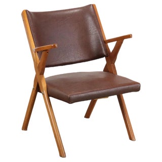 Italian Armchair in Leatherette, 1960s For Sale