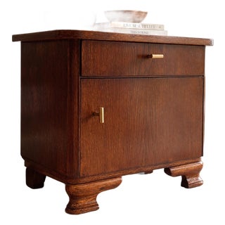 Restored 1940s German Nachtkommode Bedside Cabinet With Original Factory Inspection Label For Sale