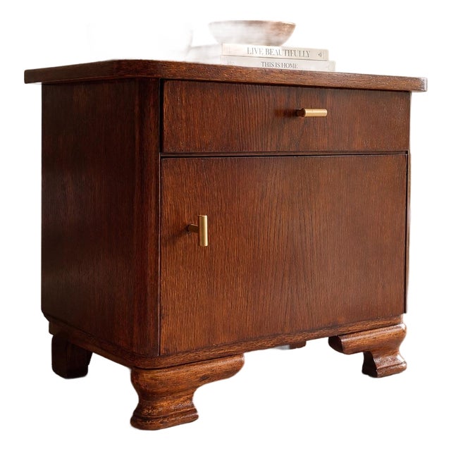 Restored 1940s German Nachtkommode Bedside Cabinet With Original Factory Inspection Label For Sale
