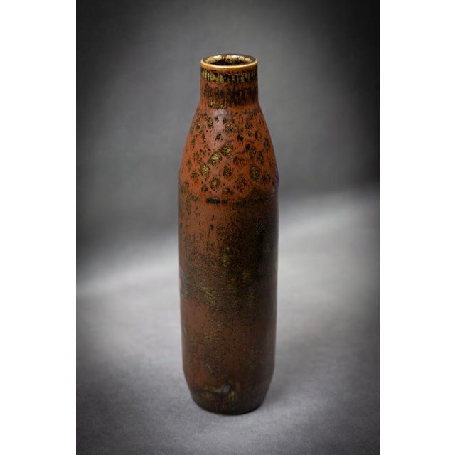 Bottle Vase in Mottled Brown Glazed Stoneware by Carl-Harry Stålhane for Rörstrand, Sweden, 1960 For Sale - Image 16 of 16