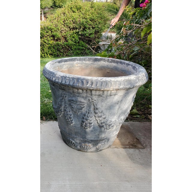 Neoclassical Pair of Large Cast Stone Concrete Neoclassical Style Garden Planters For Sale - Image 3 of 13